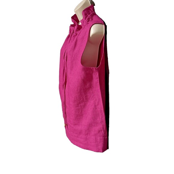 Ann Mashburn Size Large Split Neck Pink Sleeveless 100% Linen Blouse - Picture 3 of 11